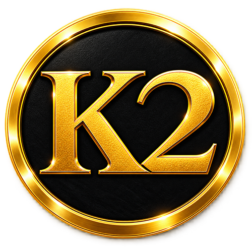 The K2 Shilajit gold K2 logo on a black circular background.